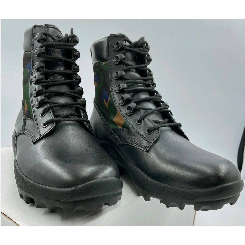 MCM Men's Black Leather Camo Nylon RESNICK Combat Boots Shoes 9AMM80, SZ. 42 - Picture 7 of 12